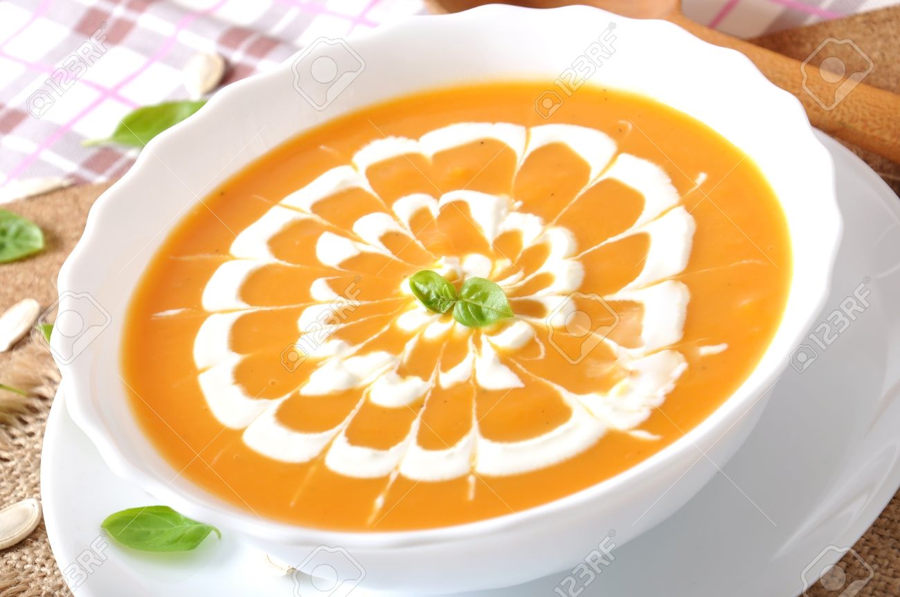 16098211-cream-of-pumpkin-soup-with-sour-cream-sauce